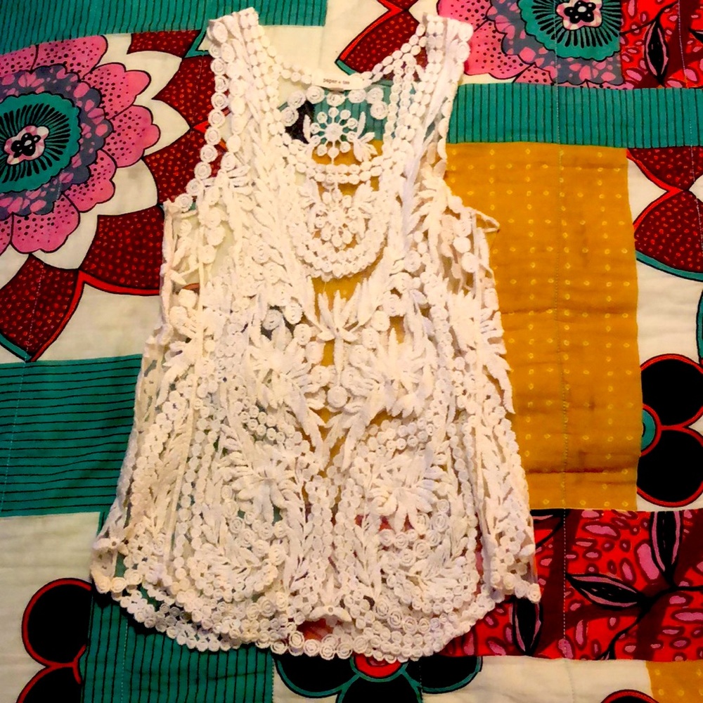 Delicate crochet sleeveless top